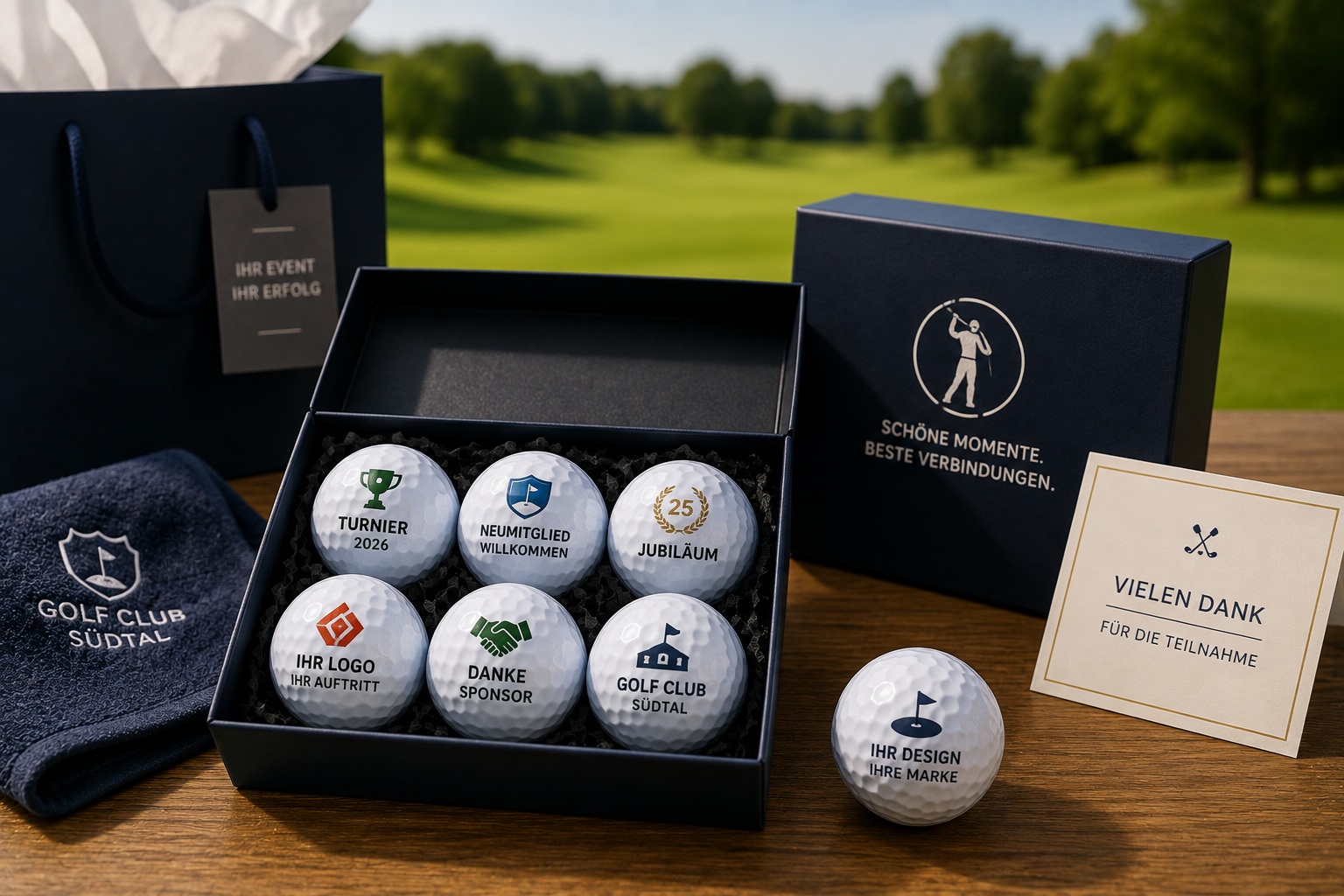 personalisierte Golfbälle als Geschenk für Golfturniere, Firmenevents und Mitglieder