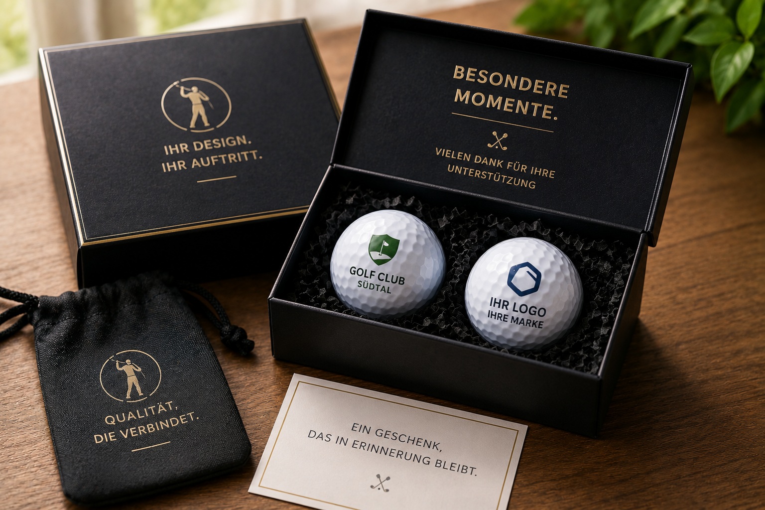 individuell bedruckte Golfbälle in hochwertiger Geschenkverpackung